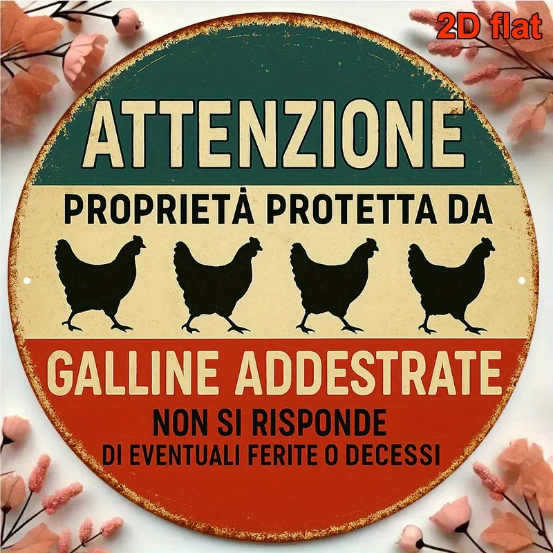 [] 1pc, 20.32 * 20.32 cm Round Italian Aluminum Sign, Retro Decorative Plaque about 