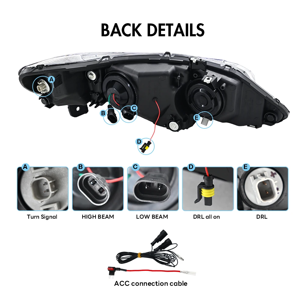 DRL العارض عدسة LED مجموعة مصابيح أمامية لهوندا سيفيك 2006 2007 2008 2009 2010 2011 كشافات
