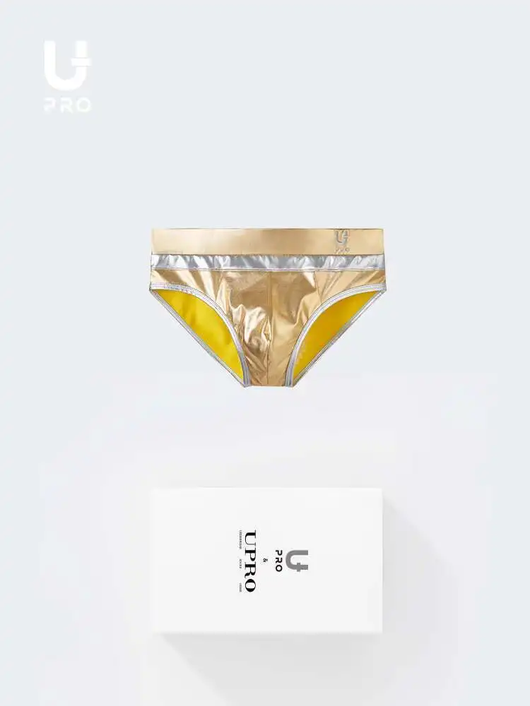Gold Glossy Sexy Pu Lingerie Panties Plus Size Underwears Men Briefs