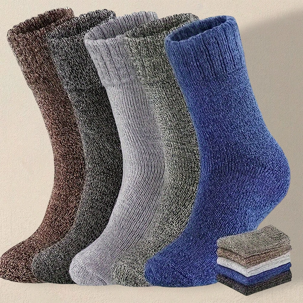 3/5 pares de calcetines de Color sólido para hombre, calcetines de invierno simples y versátiles a la moda, suaves, cómodos, ligeros, informales de longitud