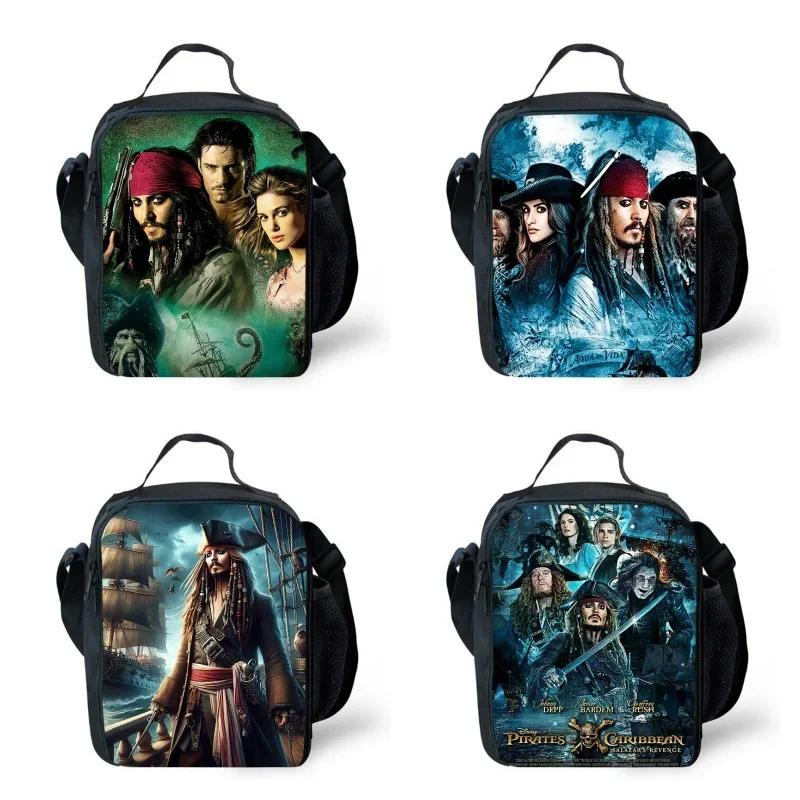 Pirates of the Caribbean Lunch bags for Child,Cartoon School Picnic Bags for Girl Boy,Large Kids Cooler Bags for Aged 4-10 years