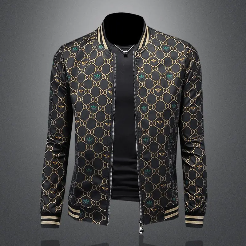 Spring new printed jacket men's simple jacket slim-fitting trend European station casual jacket top