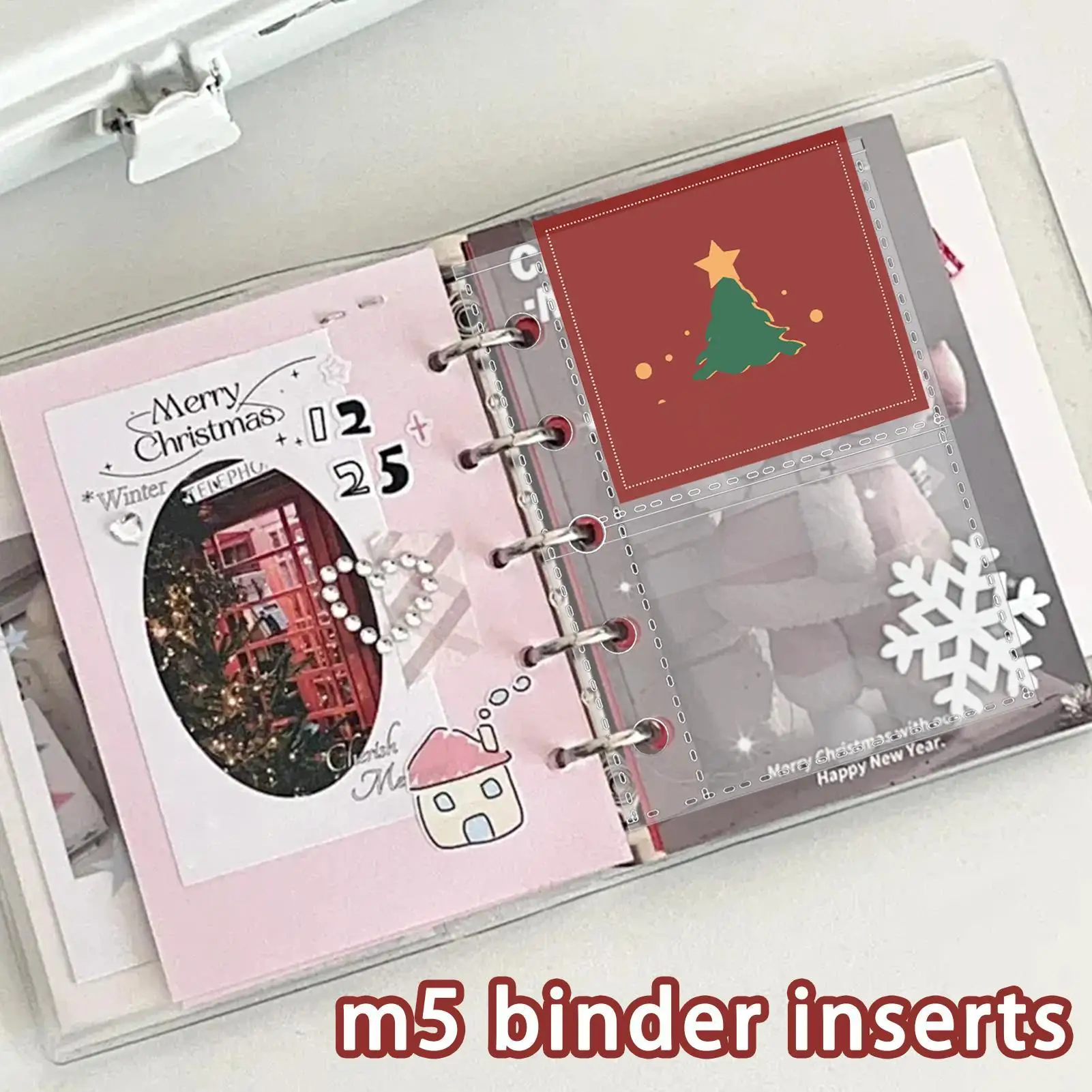 10Pcs M5 Binder Pockets 5-Ring Clear Folder Organizer Photocard Sleeve Sheets For Credit Business Card Money Protectors