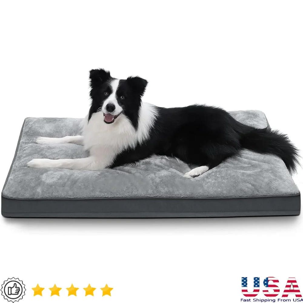 

Waterproof Dog Crate Bed Plush Removable Cover Non-Slip Bottom Large Medium Pet Mattress Anti-Chew Durable Supportive Comfort