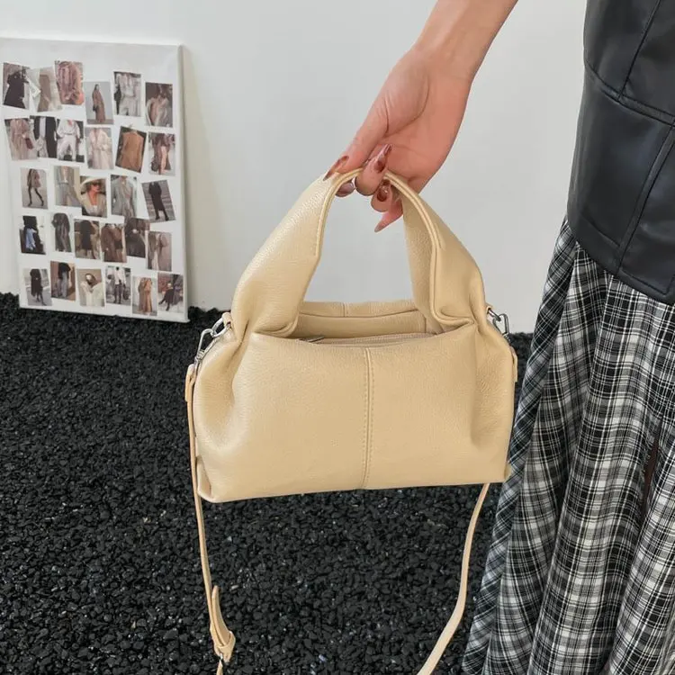 2026 New Soft Lychee Leather Tote Bag for Women Drawstring Closure Large Capacity Versatile -Way Shoulder Crossbody Bag
