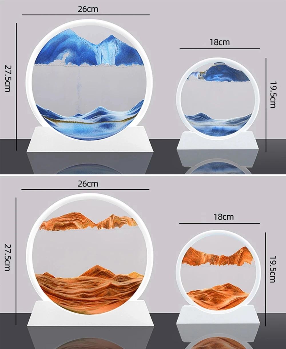 흐르는 모래 프레임 모래 시계 페인팅, 3D 유리 무빙 샌드 아트, 창의적인 조경, 모션 디스플레이, 홈 데코, 선물용