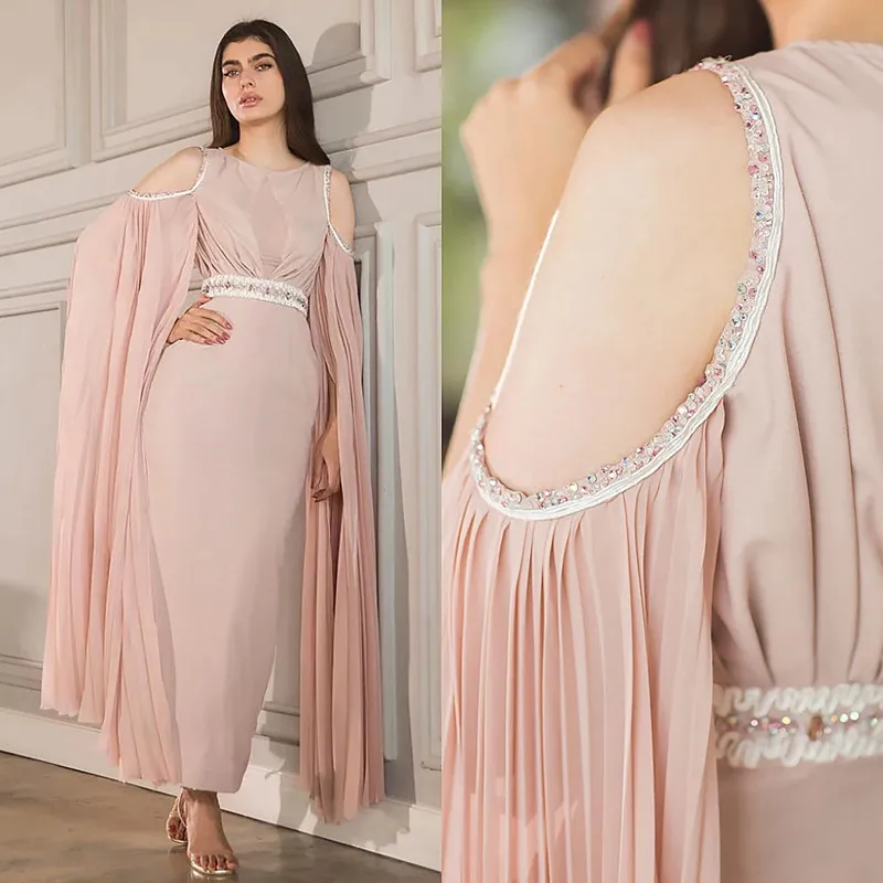 Aleeshuo splendida sirena Cut-Out maniche lunghe Prom Dressess in rilievo o-collo Zipper abito da sera alla caviglia muslimextrain squartial