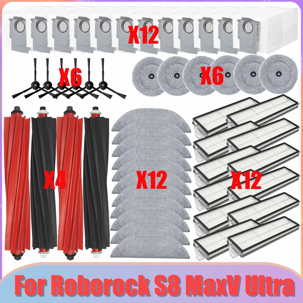 43Pcs-With Box For Roborock S8 PLUS S8+ S8 Pro Ultra G20 Robot Vacuum Accessories Main Side Brush Mop Filter Dust Bag