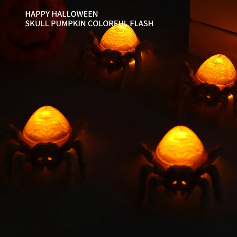 Eerie Halloween LED Spiders Ornament Halloween EERIE Spiders Ornament Horror Spiders Glowing Halloween Party Decors