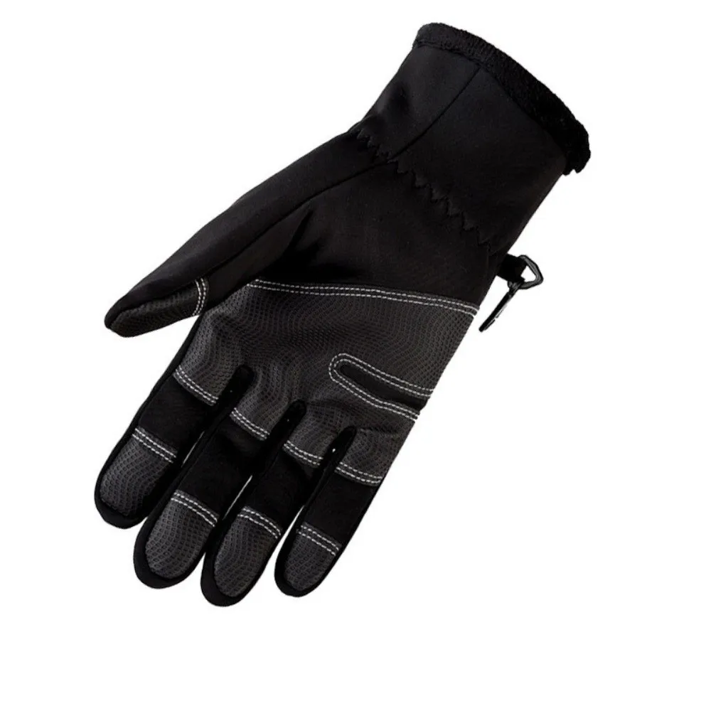 Waterproof Men's Black Winter Gloves Touch Screen with Zipper Thermal Cycling Gloves Non Slip Windproof Winter Sports Gloves