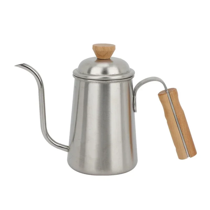 

Thickened Stainless Steel Gooseneck Spout Coffee Kettle with Wooden Handle, Long Thin Neck, Household Camping Hand Drip, 650ml