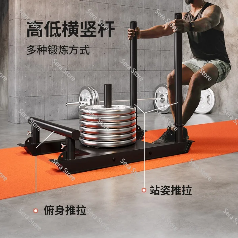 Heavy Duty Fitness Sled Push Pull Training Sled Gym Resistance Tank Weight Sled Drag Cart for Strength Speed Agility Power