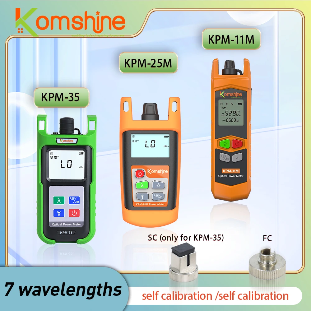 7 Wavelengths Loss Cable Tester Fiber Optical Power Meter OPM LED Light -70~+6db Comes  KPM-35  KPM-25 KPM-11M