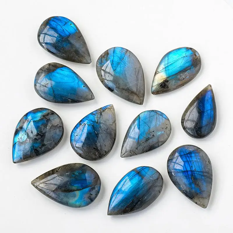 Rainbow Moonstone Leaf Labradorite Stone Water Drop Collectible Polished Stones For DIY Bracelets Necklaces Jewelry