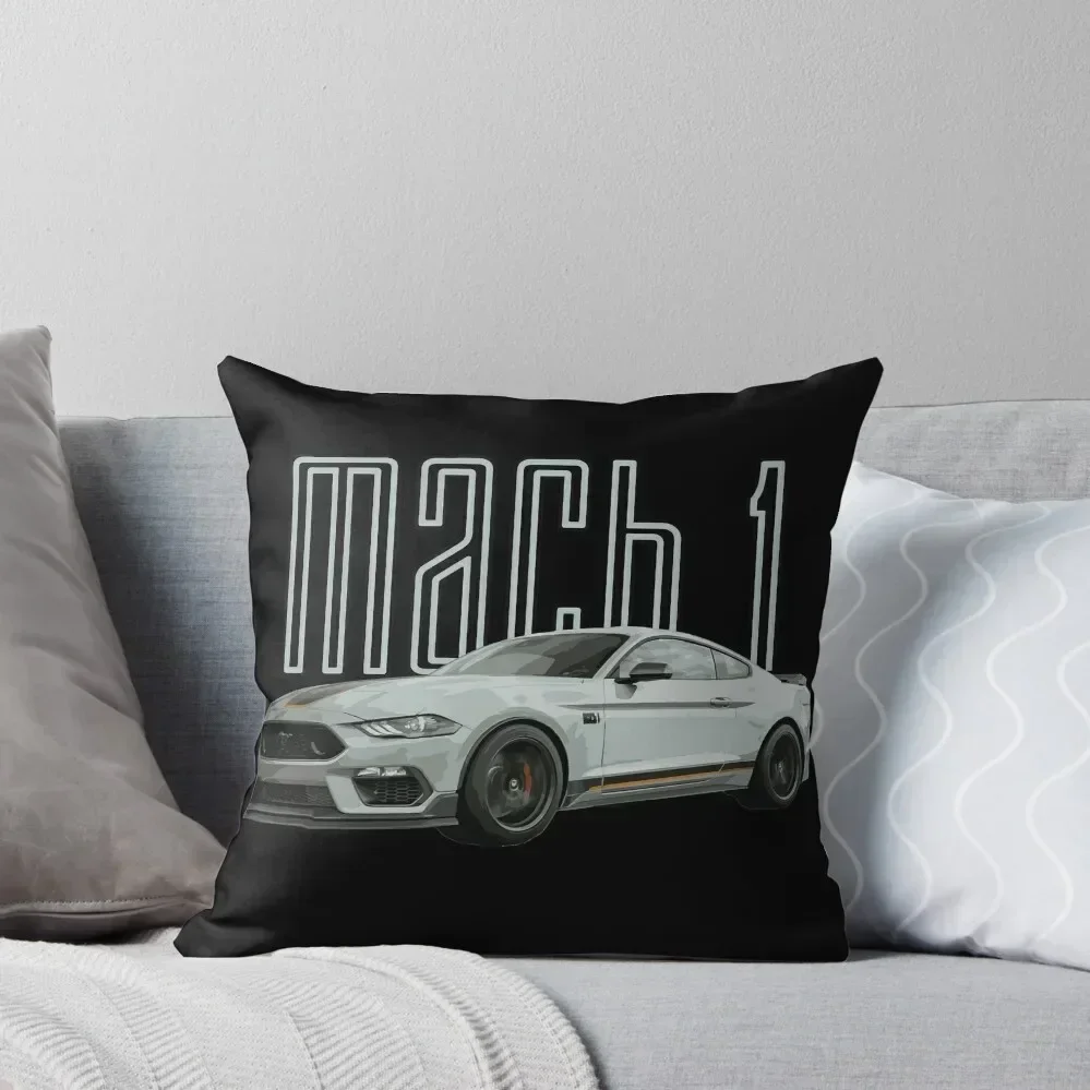 

MACH 1 Mustang GT 5.0L V8 Performance Car Fighter Jet Gray Throw Pillow Pillowcase autumn pillowcase Sofa Cushion pillow