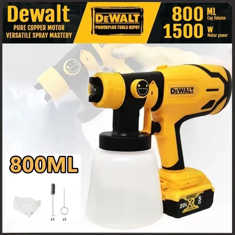 Dewalt 800ML Draadloos Elektrisch Spuitpistool Draagbare Verfspuit High Power Auto Meubels Coating Airbrush Voor Dewalt Batterij