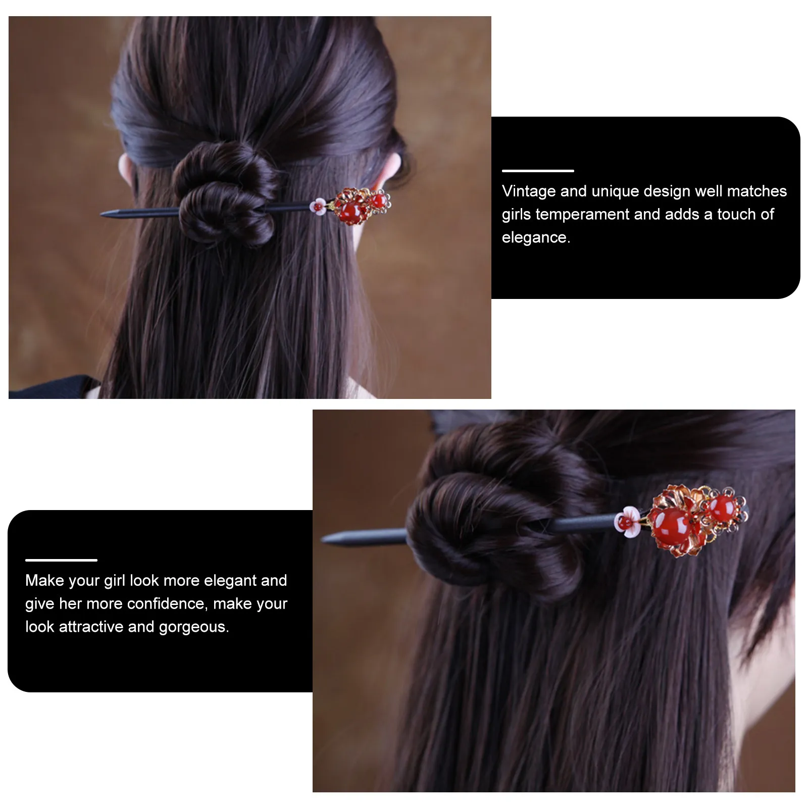 

1pc Classic Wooden Vintage Hair Fork Retro Accessories for Women Bridal Party Photography Props Ancient Style