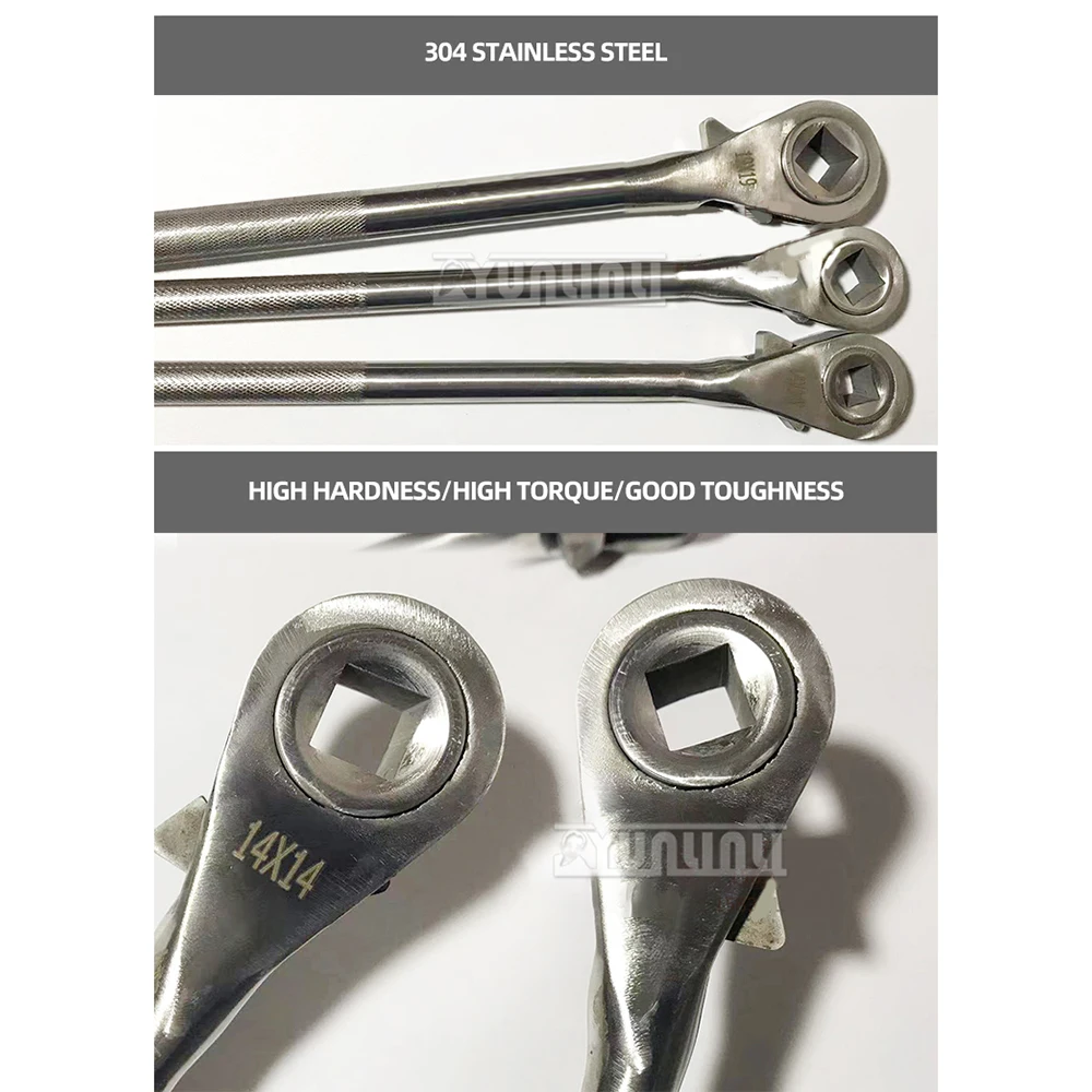 13-27mmstainless Steel Quick Two-Way Square Ratchet Handel Wrench Non-slip Spanner Car Repair Tool