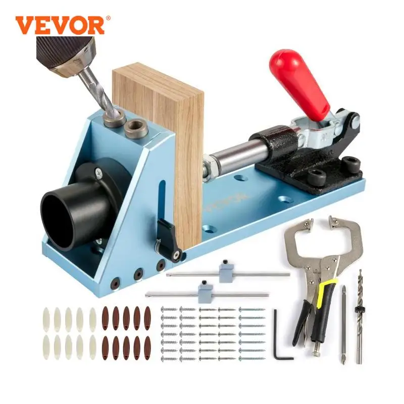 VEVOR Pocket Hole Jig Kit System Wood Doweling Jig Set falegname falegnameria lavorazione del legno intaglio strumenti con morsetto di estensione 200 viti