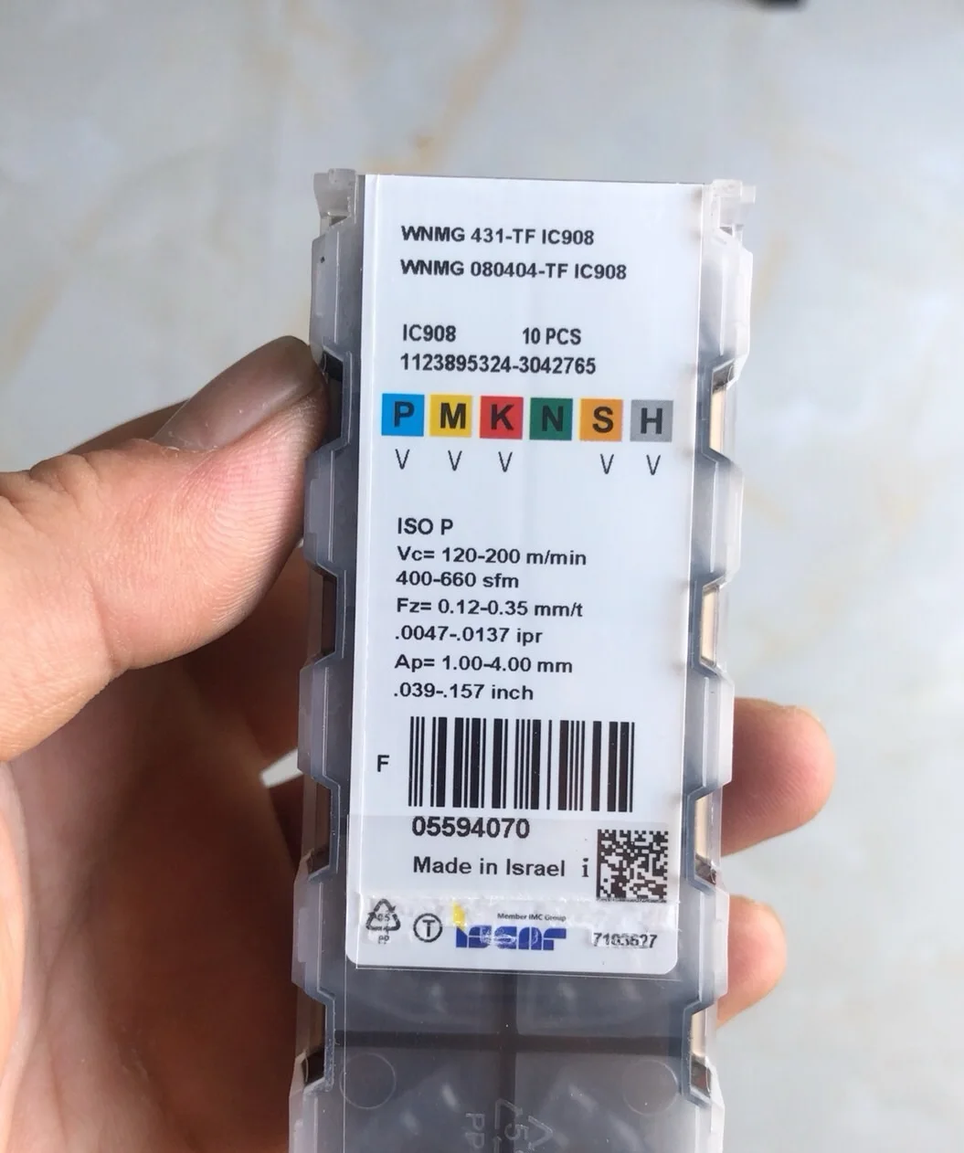 

Hard alloy cutting blades WNMG080404-TF IC908