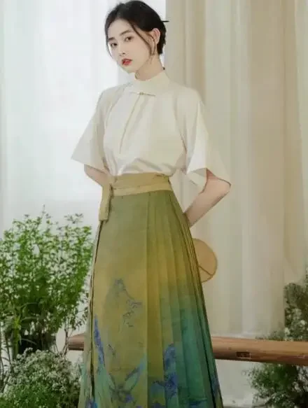 New Chinese Style Dress Light and Thin Hanfu Qianli Jiangshan Horse Face Skirt