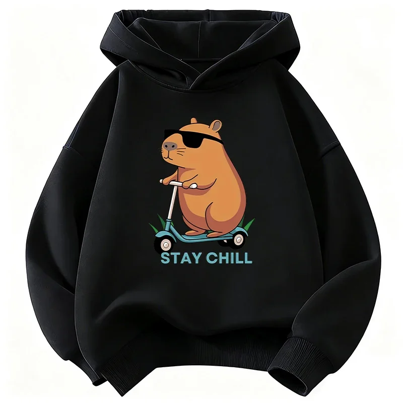 Trendy niche cartoon-pattern children's hooded sweatshirt. Fall/Winter fashionable loose boys' and girls' pullover hoodie.
