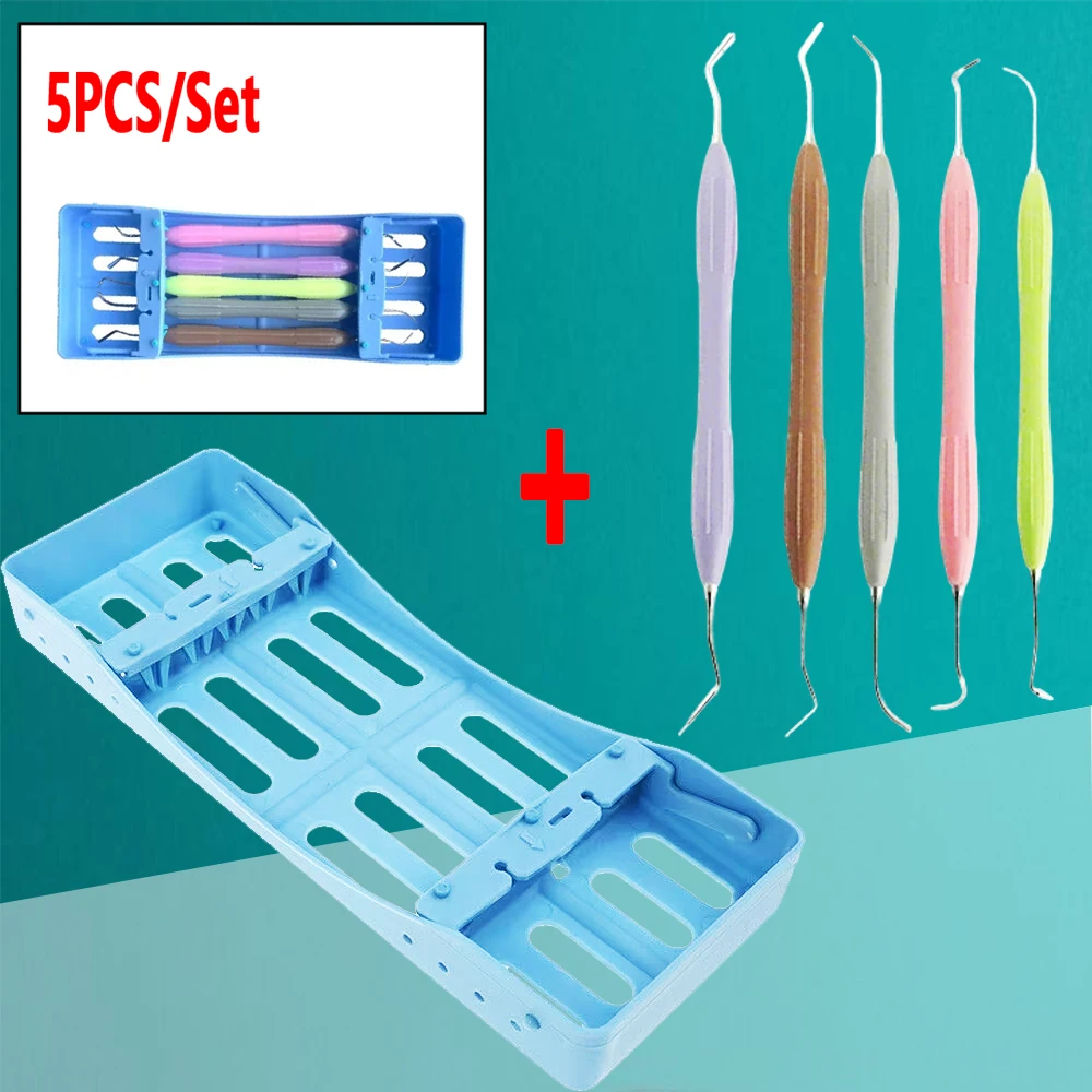 

5Pcs/set Dental Resin Filler Aesthetic Restoration Kit Silicone Handle with Disinfection Box for Dentistry Procedures