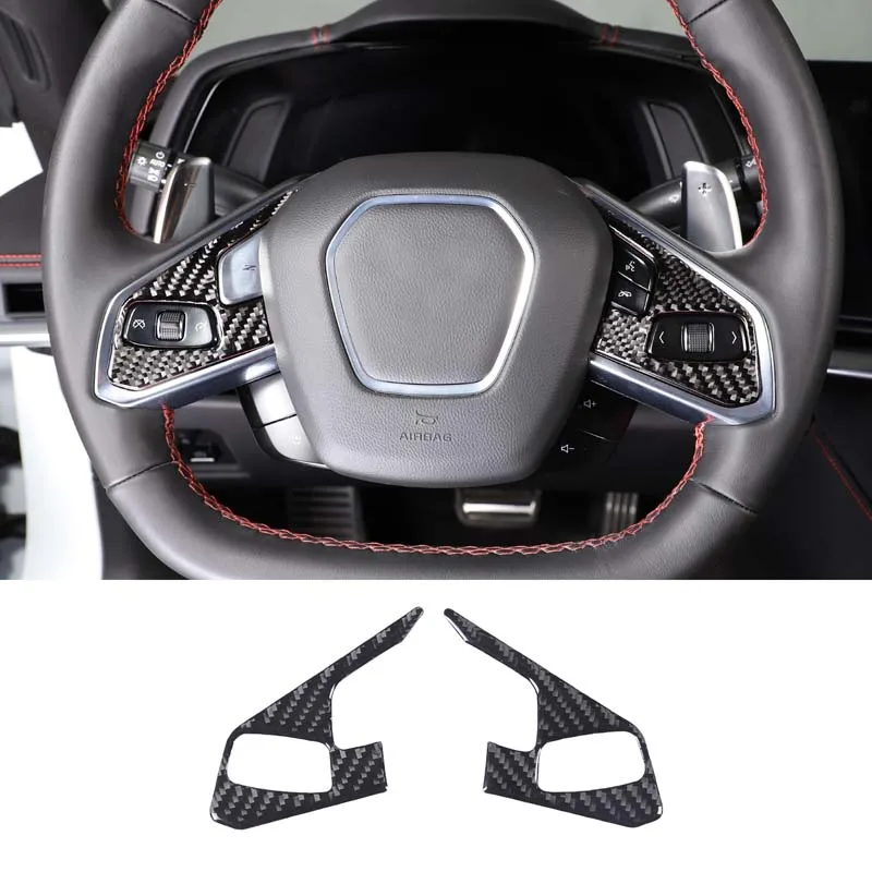 

Carbon Fiber Car Steering Wheel Button Frame Trim Decorative Cover Kit For Chevrolet Corvette C8 Stingray Z51 Z06 2020-2023