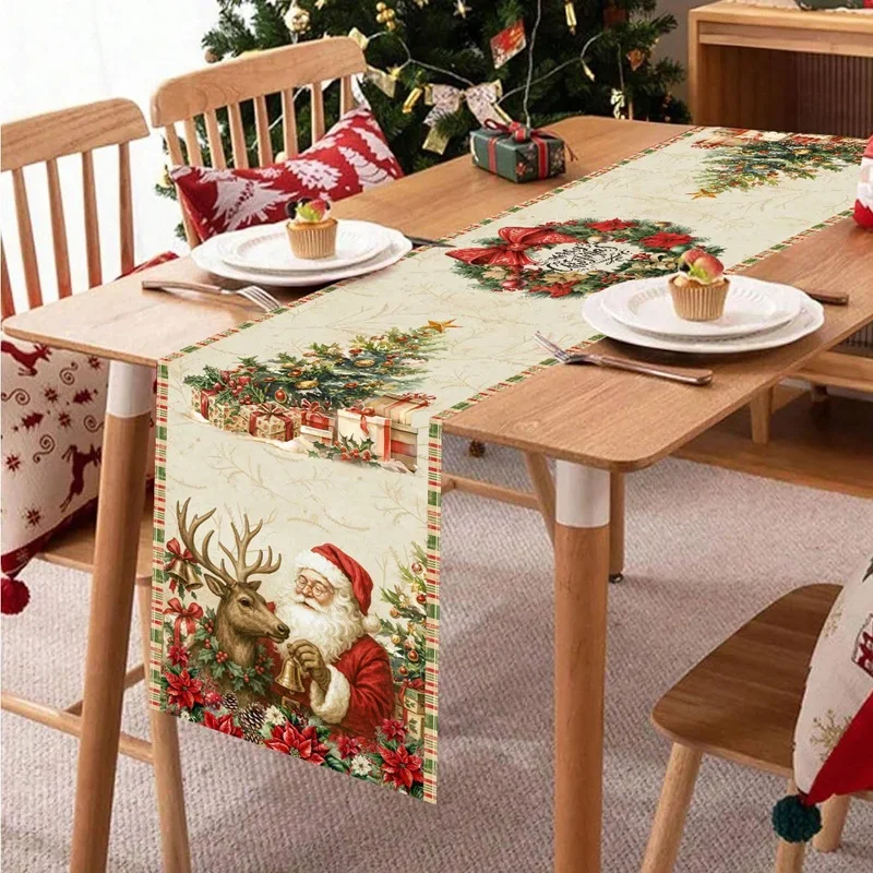 2026 Christmas Table Runner Merry Christmas Decoration For Home Xmas Table Decor Navidad Notal Noel Ornament Happy New Year 2027