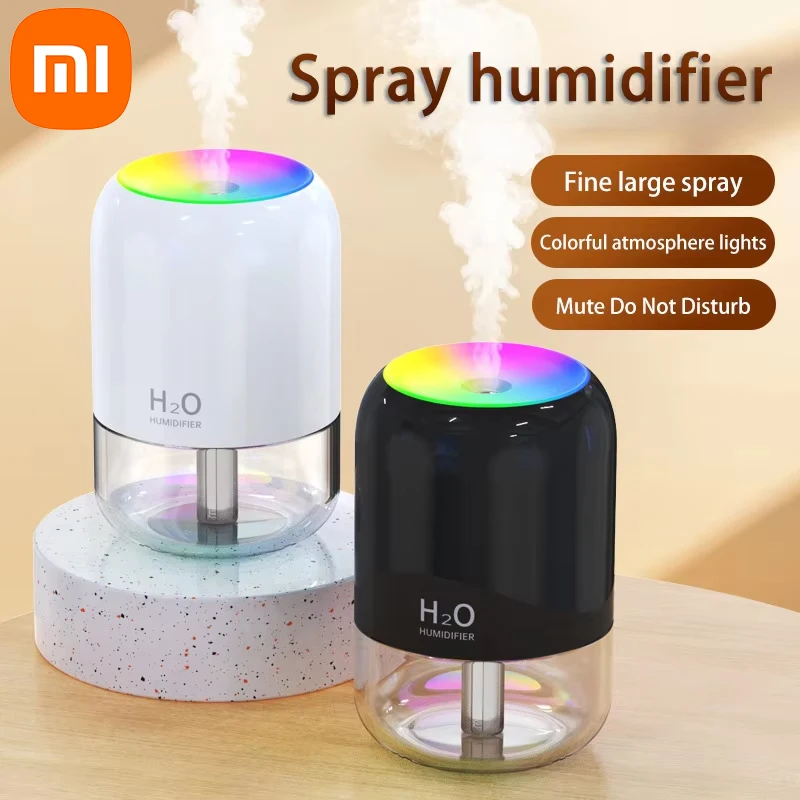 Xiaomi Mini Air Humidifier المنزلية هادئة ترطيب غرفة نوم مكتب سطح المكتب USB صغير جديد ملون جو ضوء رذاذ