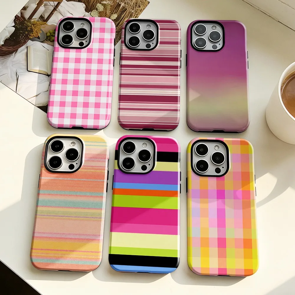 Clmj Art Stripes Phone Case for Samsung Galaxy S20 S22 S23 S24 S25 S26 FE Plus Ultra Edge 4G 5G Luxury Double-layer Back Cover