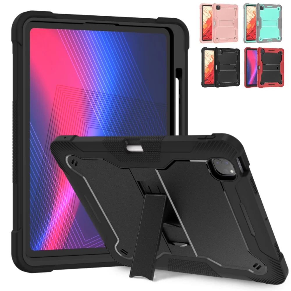 Case for iPad Air 13 2024 Newest Full-Body Shockproof Silicone Tablet Cover for iPad Pro 13 Inch Built-in Kickstand & Pen Holder