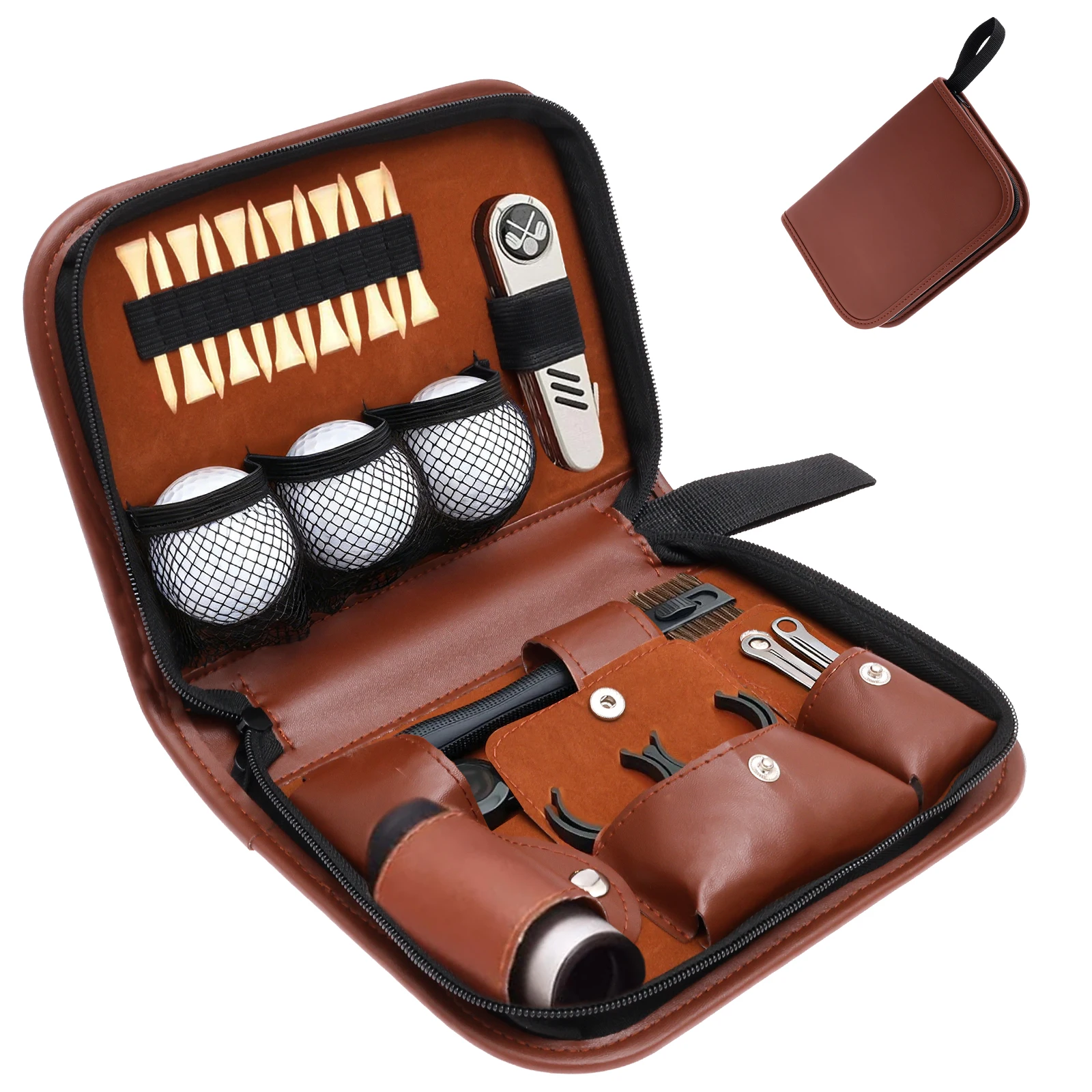 

Органайзер для аксессуаров для гольфа: сумка для гольфа с высококачественным кейсом, мячи для гольфа, дальномер, гольф-тей, щетка, органайзер для счетчика очков