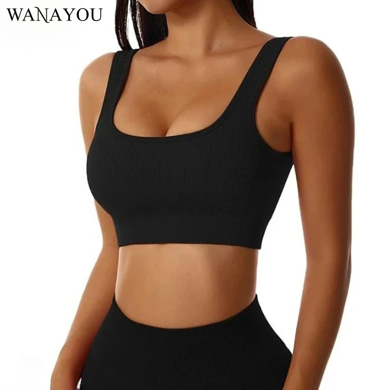 

WANAYOU Seamless Women's Yoga Bra, Sports Crop Top, Detachable Chest Pad, Gym Fitness Bra, Push Fitness Pilates Top