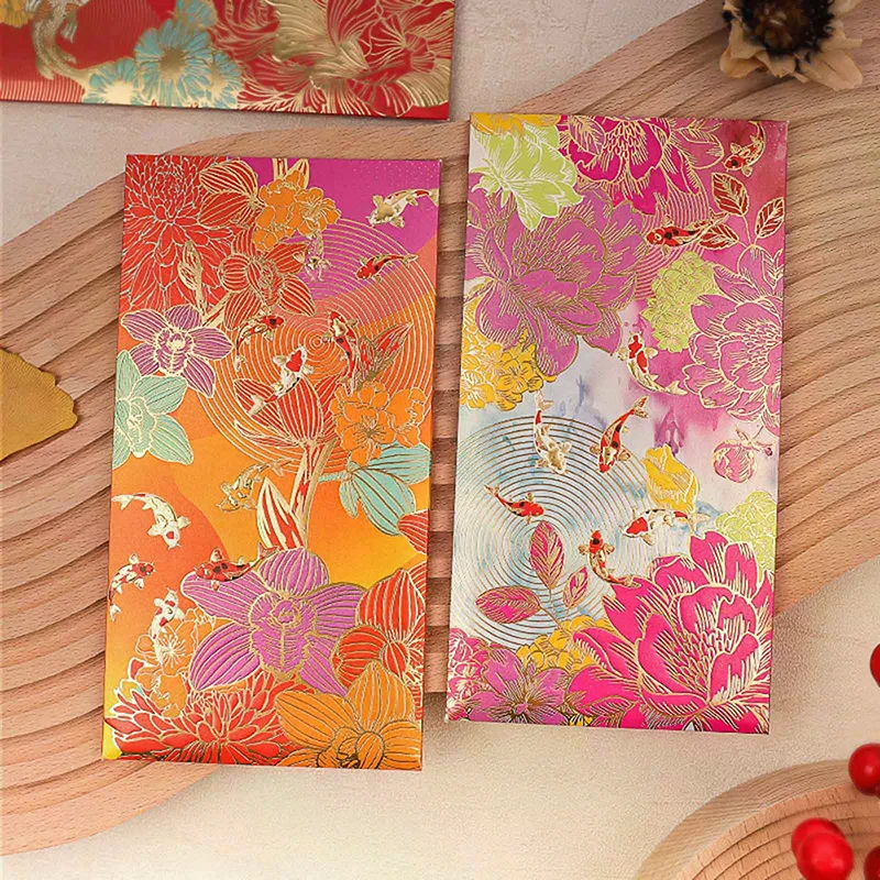 6pcs New Red Envelope Universal Creative Koi High-end Envelope Wallet Spring Festival Wedding Lucky Blessing Red Envelope