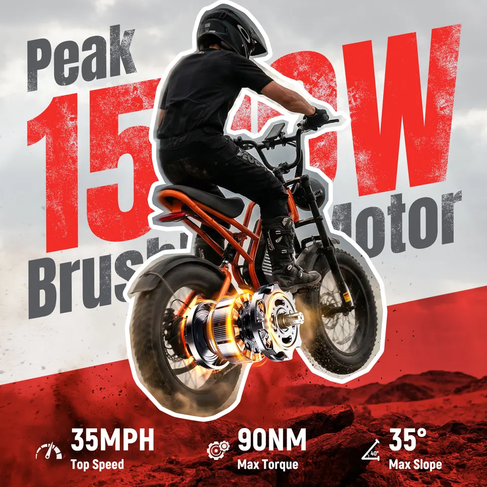 ESKUTE V300 Electric Dirt Bike, 20" Fat Tire E-Bike with 48V 20.8 Removable Battery, Off-Road Ebike Up to 30+MPH, 7-Speed Beach Snow Trail Mountain Commuter for Adult image 7