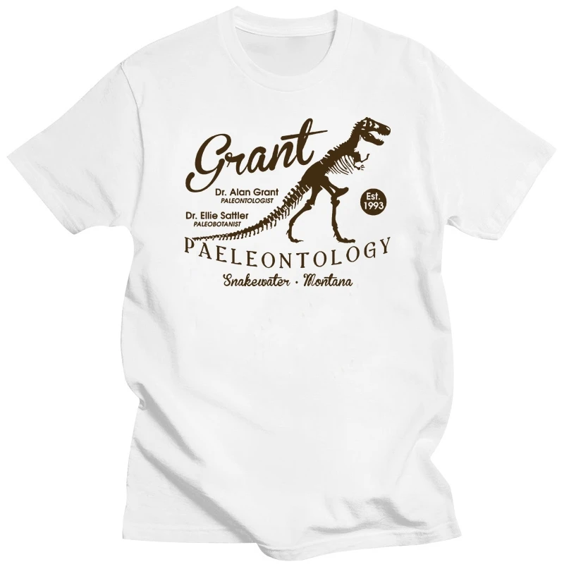 Dr Grant Paleontology T-Shirt - Inspired Dinosaur Park Retro Film Newt Shirts Fashion 2020 Summer New Men Cotton T-Shirt