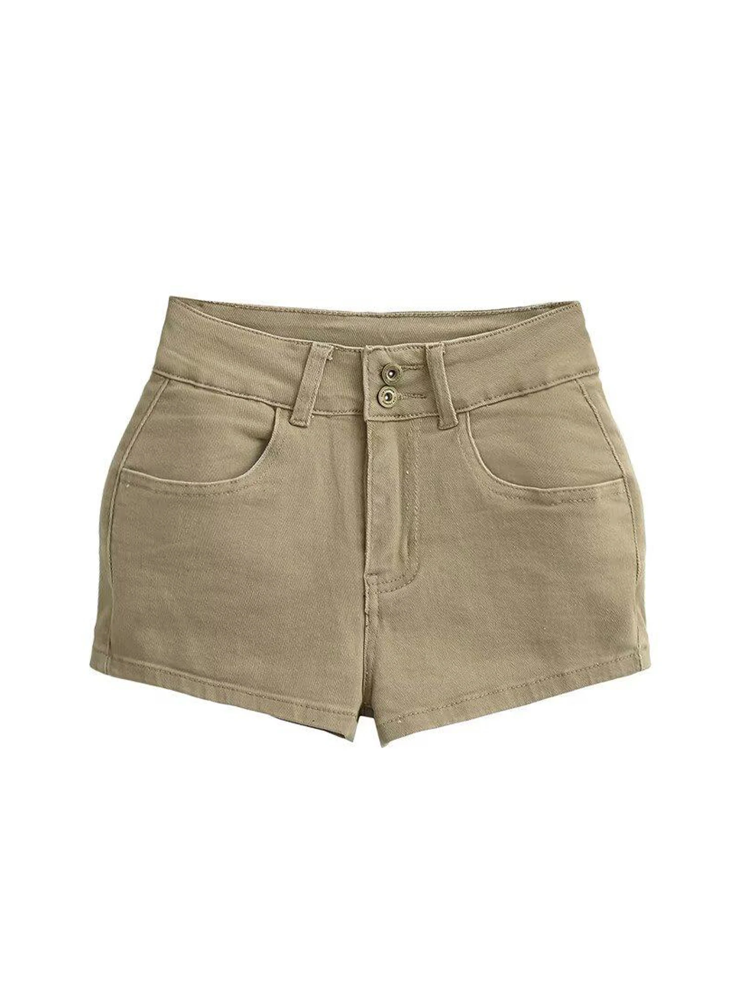 Women Khaki Mini Denim Shorts Vintage 2000s Y2k Gyaru A-Line Micro Jeans Shorts High Waist Hot Cowboy Pants Shorts Summer 2026