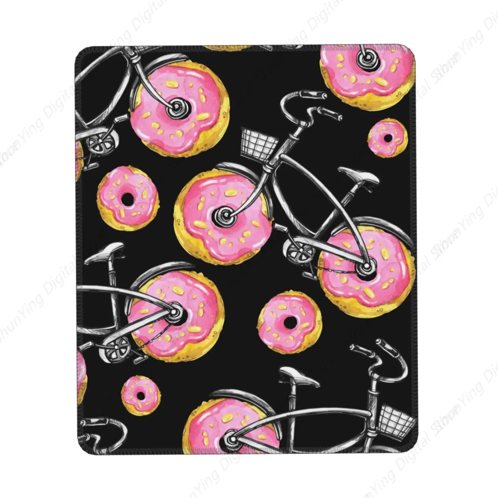 

Mouse Pad Doughnut Bicycle Non Slip Rubber Base Mouse Pad With Stitching Edges Suitable For Gaming Office Laptops 25*30cm