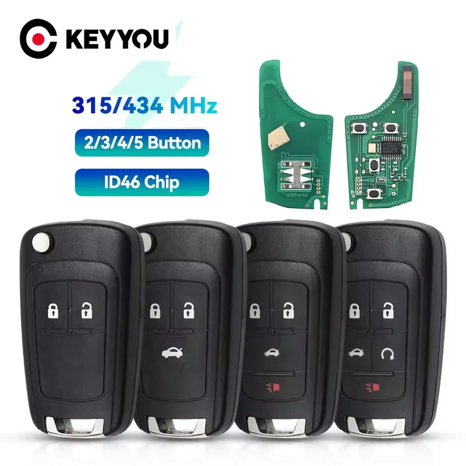 KEYYOU 2/3/4/5 Buttons Car Remote Key DIY for OPEL/VAUXHALL Astra J Corsa E Insignia Zafira C 2009-2016 315 / 433MHz ID46 Chip