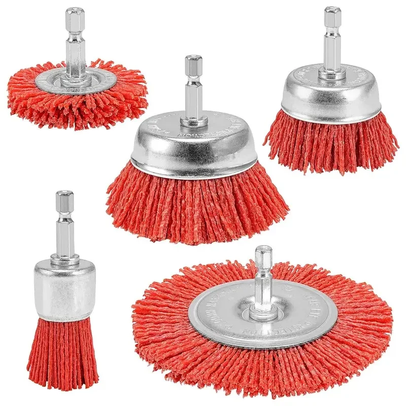 Nylon Cup Brush Abrasive Wire Wheel 1/4' Shank for Drill Rotary Tool Wood Polishing Deburring Cleaning Furniture