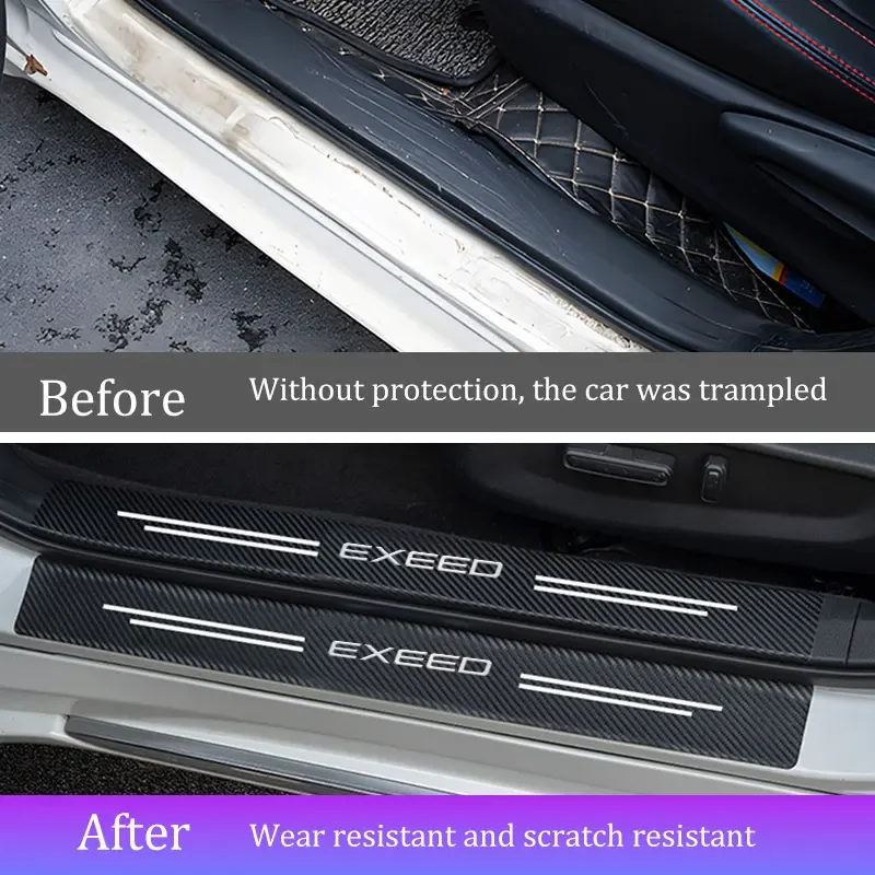 For Chery Exeed VX RX CDM FL LX TXL PHEV ET ES Car Door Sill Protector Carbon Fiber Car Sticker Threshold Film Anti Scratch Tape