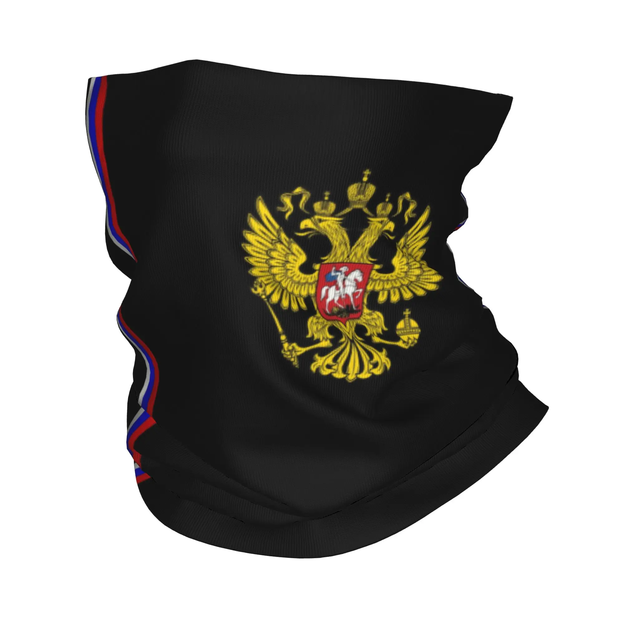 Russian Flag Bandana Winter Neck Warmer Men Windproof Wrap Face Scarf for Ski Russia Coat of Arms Gaiter Headband