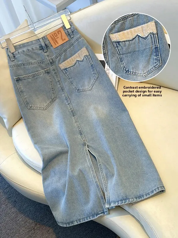 High Waist A-Line  Skirt Fashionable Elegant Denim Bodycon Spring New Arrival Women's High-End Brand Skirts