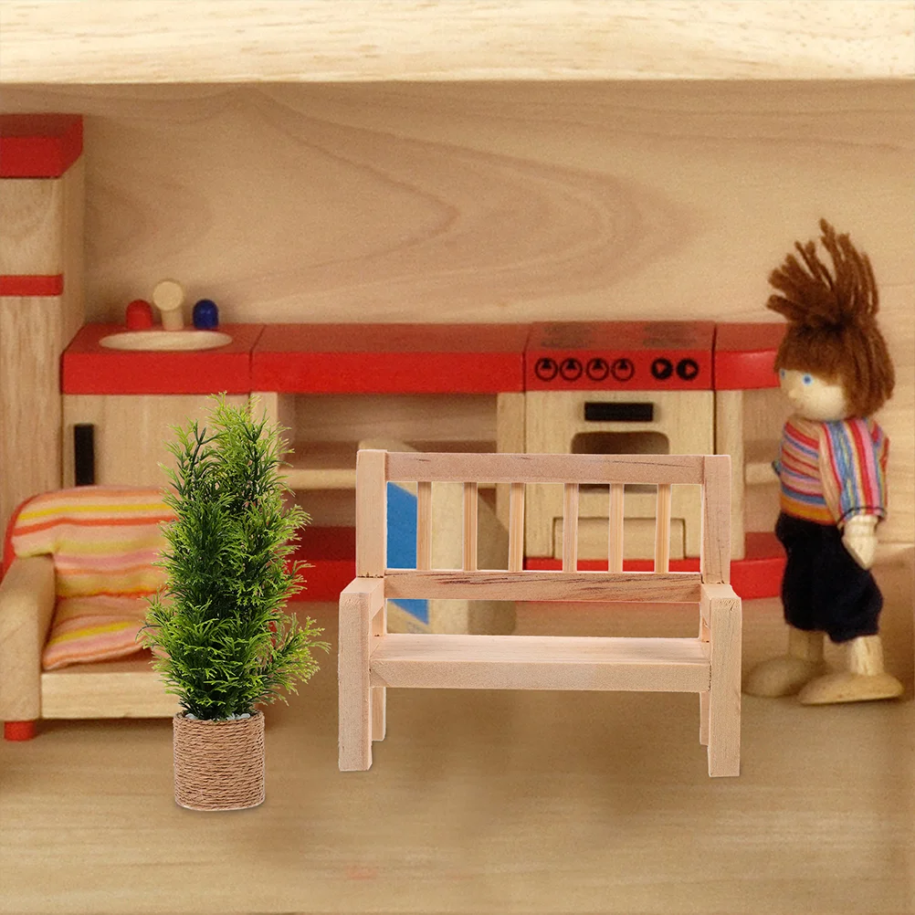 MINI Bench รุ่นเฟอร์นิเจอร์ไม้ Micro Landscape House เครื่องประดับ Miniature เด็กตกแต่ง