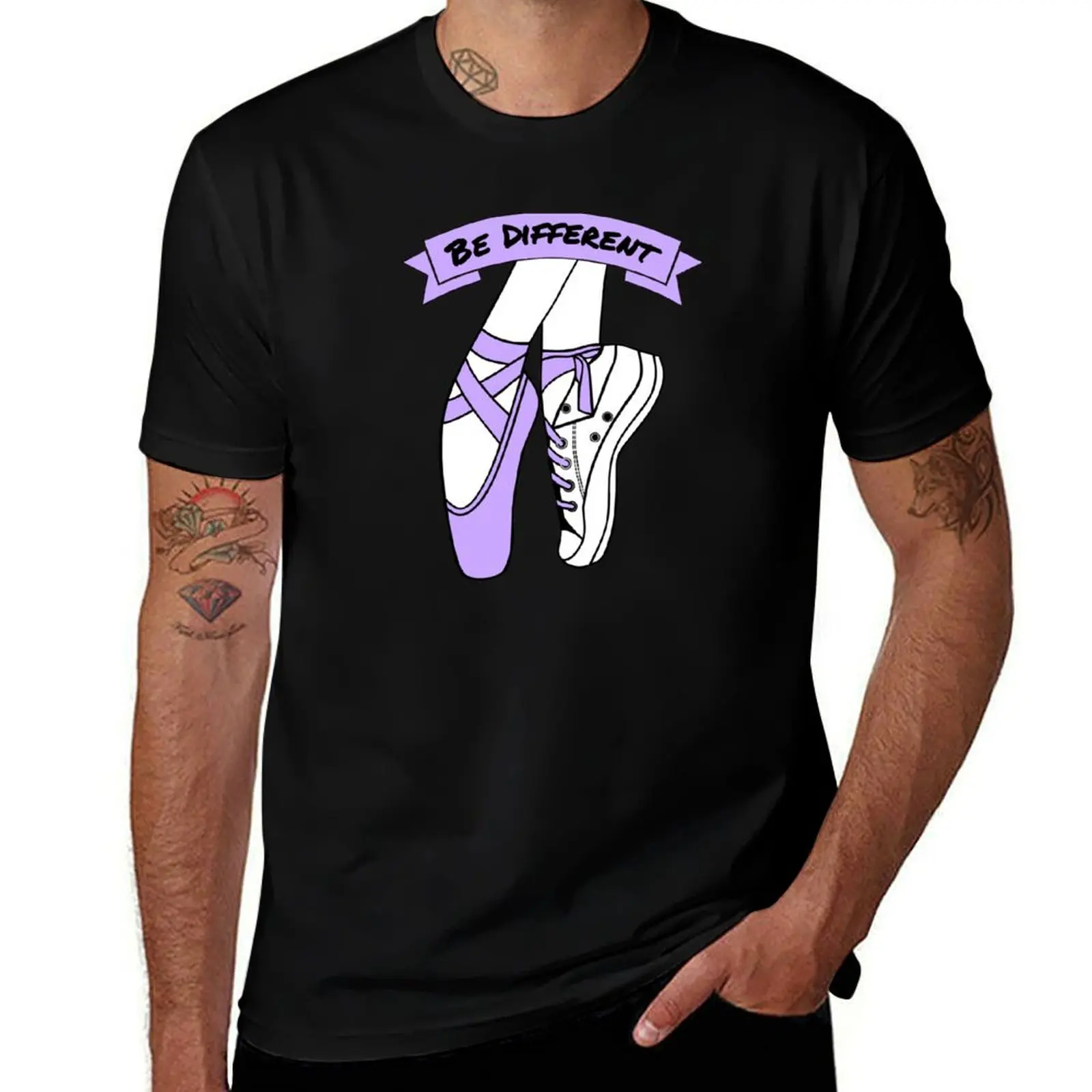 Purple Ballet Shoes T-Shirt Vintage Print Crew Neck Tee T-Shirt