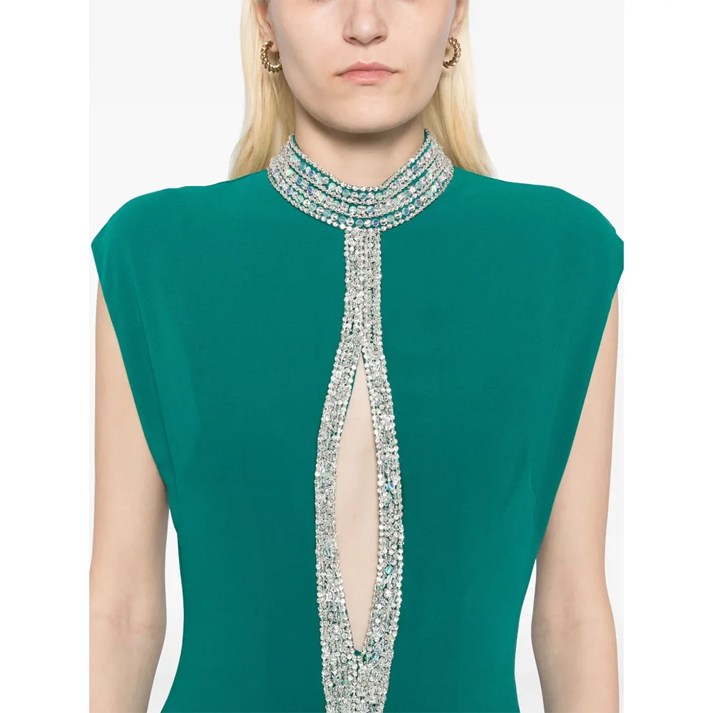 Suknie wieczorowe z wysokim kołnierzem szyte na miarę, eleganckie suknie na formalne okazje, suknie balowe z kryształami, suknie balowe do ziemi, kolekcja 2025