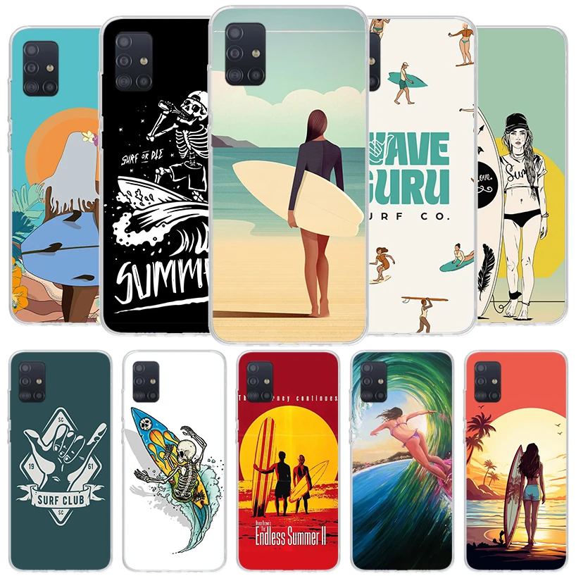 Surf Board Aesthetic Cover Phone Case For Samsung A51 A41 A31 A21S A71 A50S A40 A30S A20E A10S A6 A7 A8 A9 Plus Soft Fundas