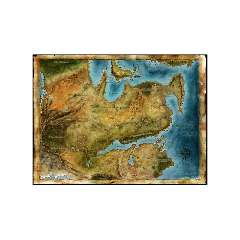 84 * 59 cm Vintage Map Wall Art Poster Retro Canvas Painting Unframed Prints Decorative Pictures Living Room Home Decoration