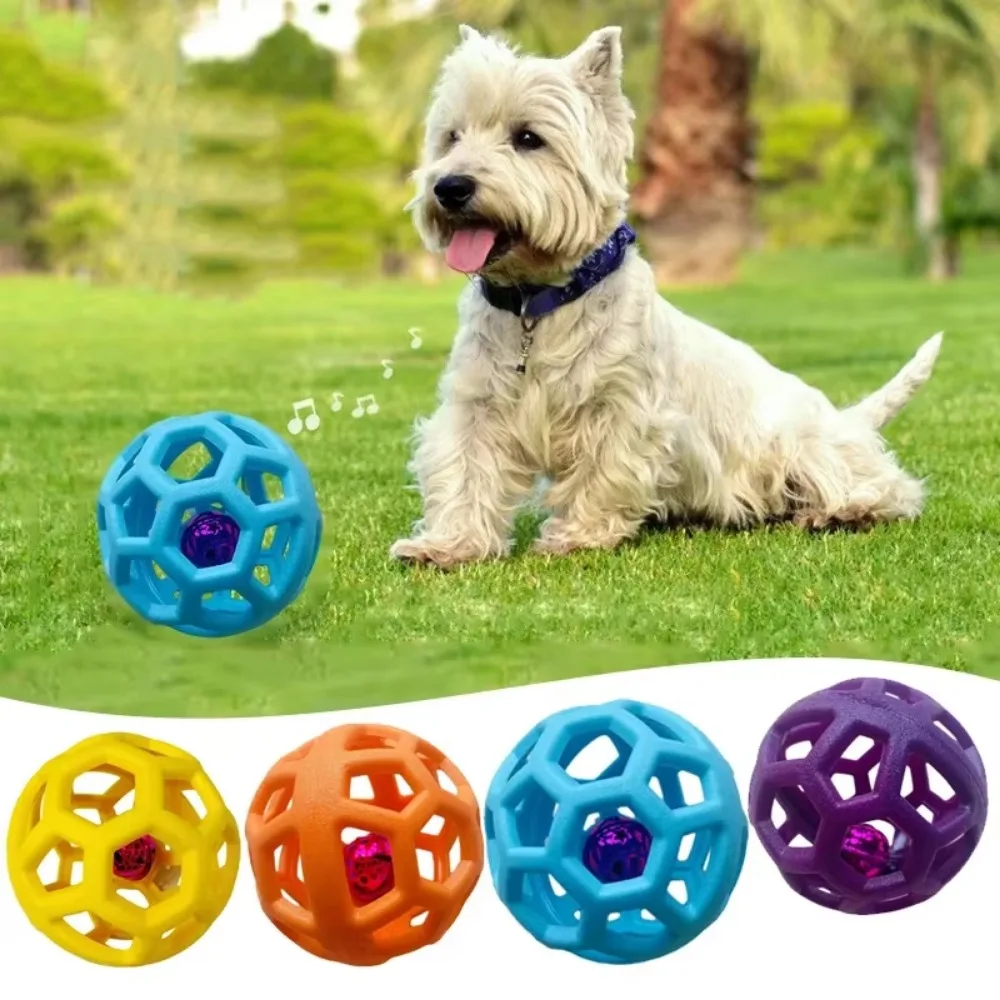 Hundehohles Ballspielzeug, Gummi-Kauspielzeug für Hunde, Reinigung der Zähne, Backenzahn, bissfestes Spielzeug mit Glocke, Welpen-Trainingsspiel – Detail 11